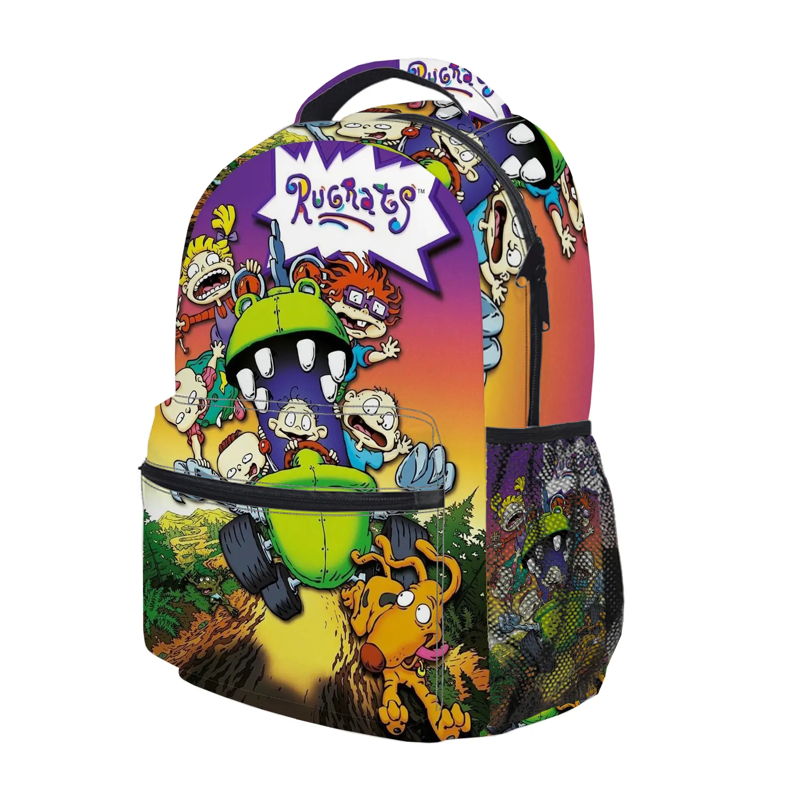 Rugrats_01.jpgBackpack, Cute Y2K Fashion School Bag for Girls and Teens, Durable Cartoon Printed Bookbag with Mesh Side Pockets, Lightweight Travel Daypack for Back to School c-214