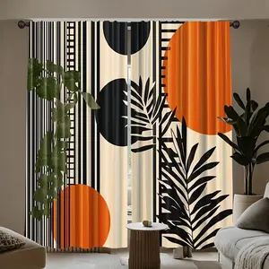 Modern Curtains Set of 2, Options, Privacy Sheer Drapes for Living Room Bedroom Kitchen, Durable Geometric Design, Home Decoration Curtain