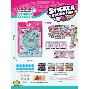 80 Sheets Stickers- Decoratable and Shareable Sticker Bracelet! - DIY Bead Bracelet - Cartoon Stickers - Random Color Beads - Random Patterns - Girls' Puzzle Toys - Handmade Bead Set - Birthday Gift For Kids -Stickers Hidden On Bracelets
