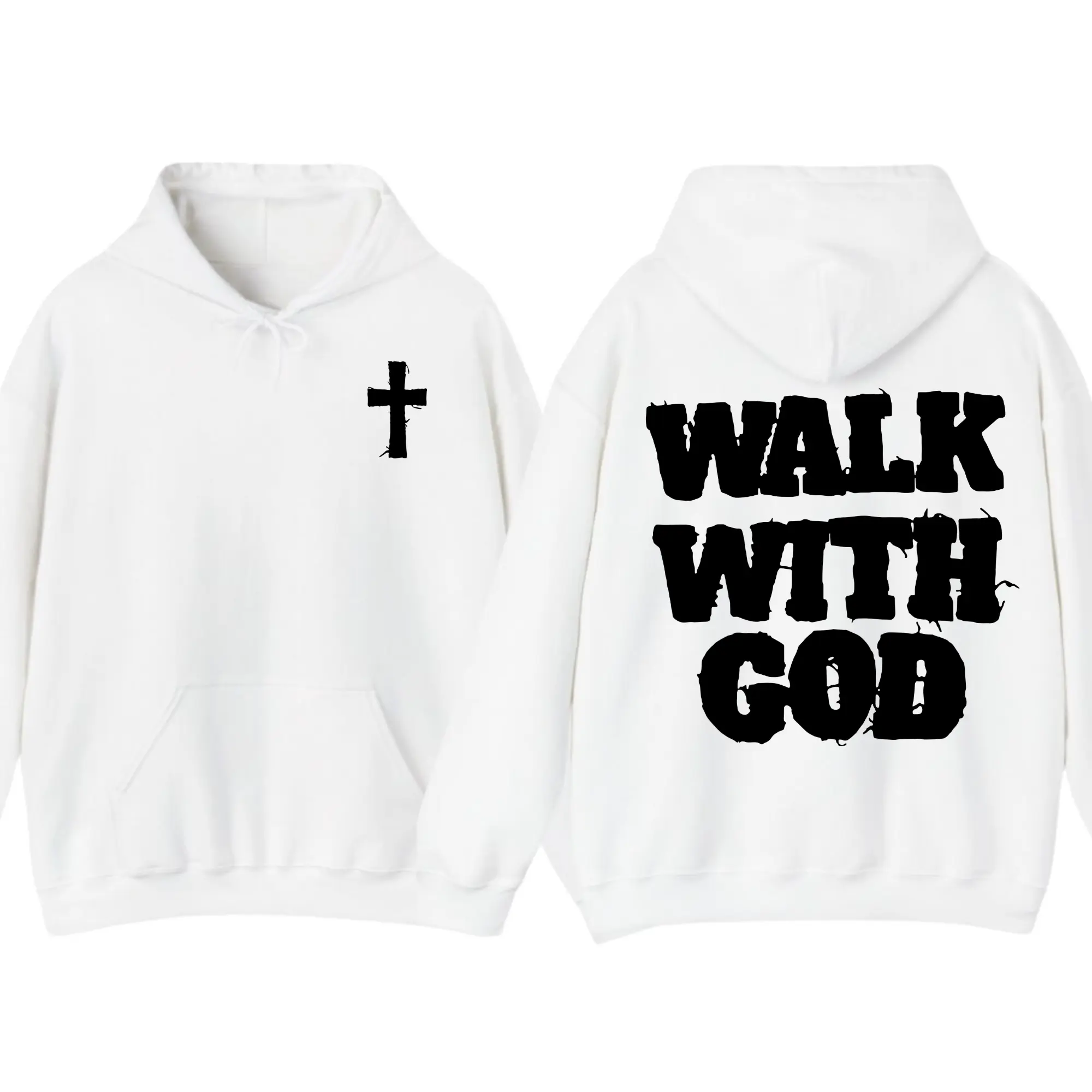 Christian Walk With God T-Shirt, Hoodie – Letter Graphic Tee, 100% Cotton, Trendy T-Shirts for Men & Women, Easter Day Gift, Casual Streetwear Hoodies