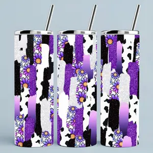 Purple daisies | 20oz sublimation tumbler transfer print out Bottle Drinkware 20 oz floral design