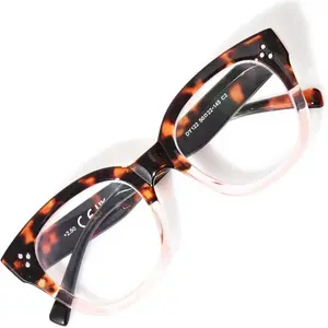 Oversized Reading Glasses for Women, TR90 Square Blue Light Blocking Computer Readers with Spring Hinge