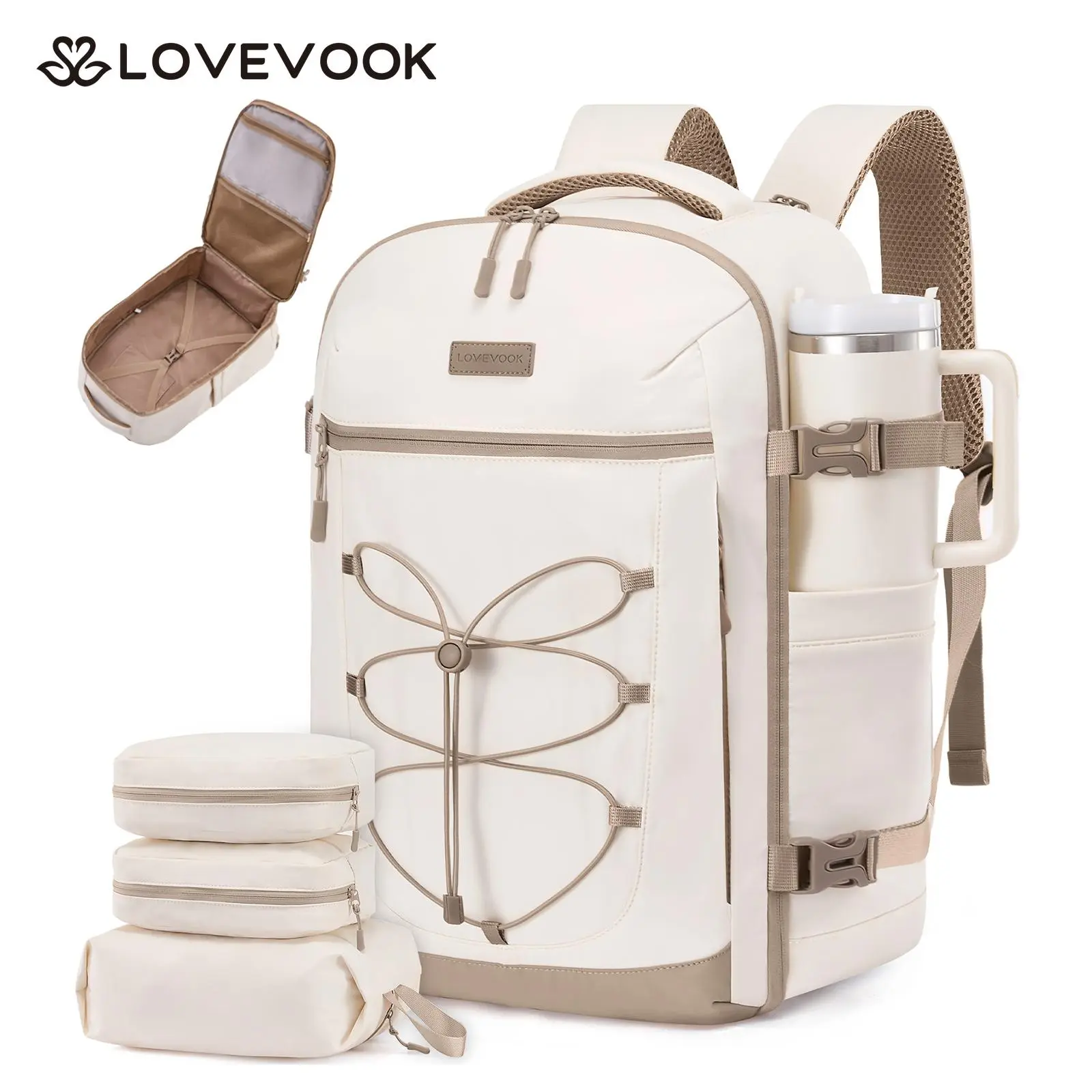 LOVEVOOK Travel Backpack, 40L Carry On Backpack Large Fits 17.3" Laptop, TSA Personal Item Travel Bag with 3 Packing Cubes, Water Resistant Laptop Bag Travel Essentials for Weekender Business Hiking
