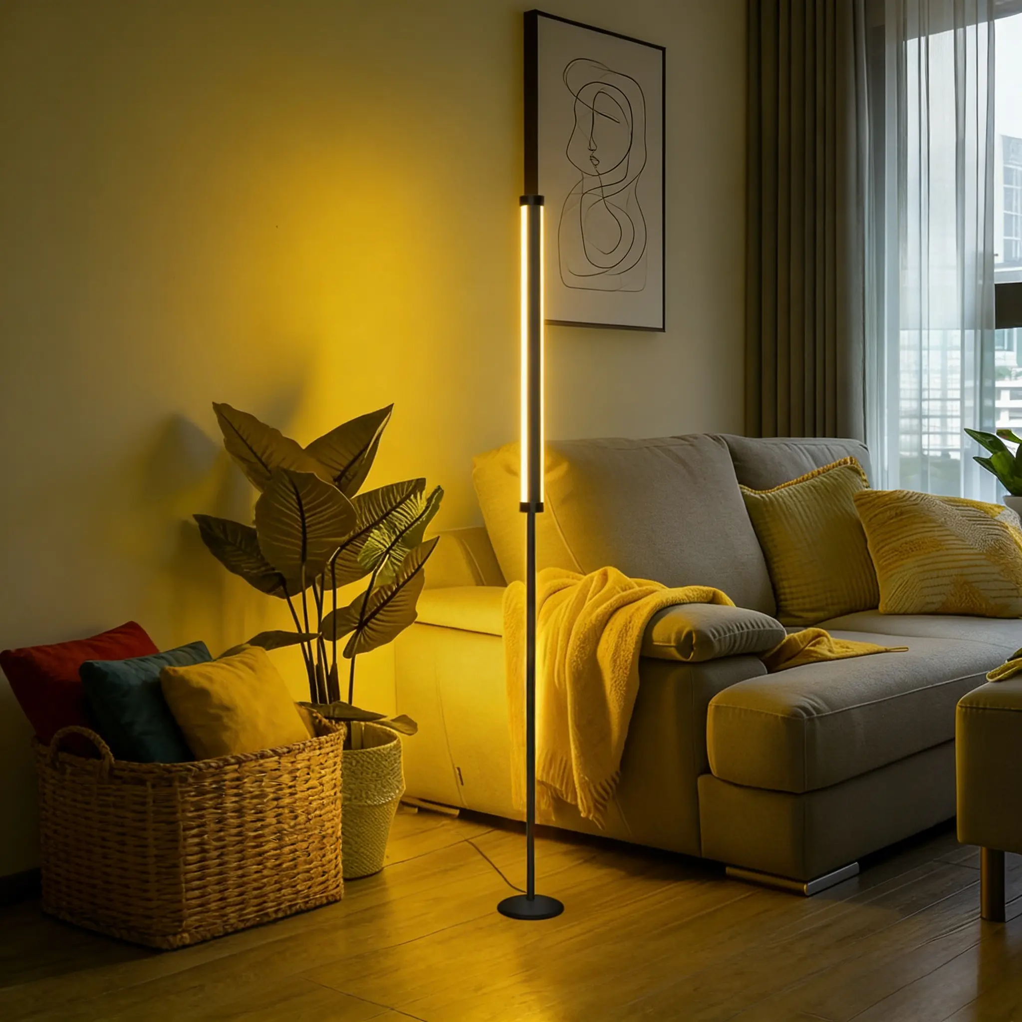 Multifunctional RGB LED Floor Lamp, Decorative LED Light, Height Adjustable, USB Powered, Modern Simple Design for Every Room, Home Decor Lighting