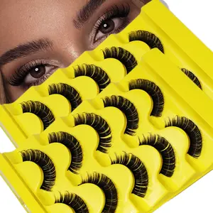 10 Pairs 2 Pack DD Curl Russian Lashes, 3D Faux Mink Reusable Fluffy Strip Lashes, Lightweight Natural Look Eyelash Extensions