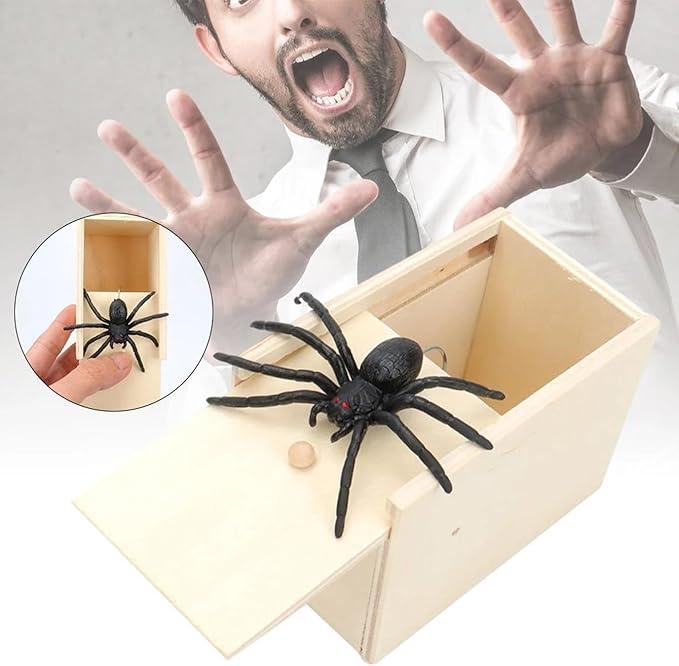 The Original Spider Prank Box- Funny Wooden Box Toy Spider Prank, Hilarious April Fools Day, or Birthday Surprise Toy and Gag Gift Practical Joke Bromas Kit