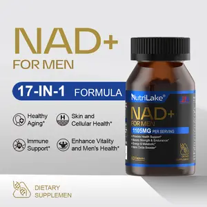 Nutrilake NAD+ Capsules - Formulated for Men - Anti-Aging - Energy Support - Metabolism Boost - 1100mg Per Serving - Resveratrol, Ashwagandha, Maca, Saw Palmetto - 60 Capsules (30-Day Supply)