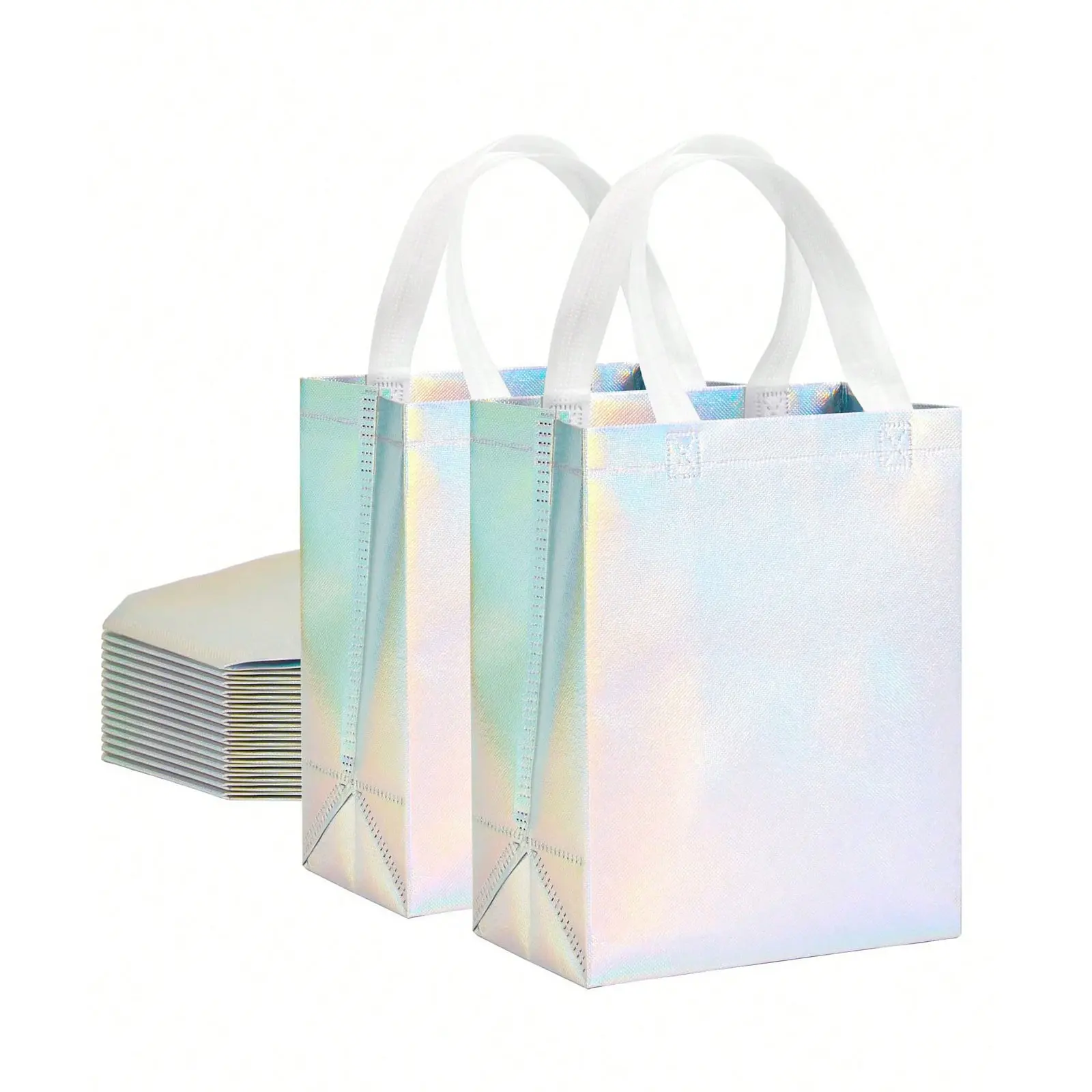 Rainbow Sequin Gift Bags, Goody Bags, Reusable Design Holographic Finish Party Favor Pouches, Perfect for Birthdays Weddings Holidays, Ideal for Gifting, Set of 1/5/10 Pieces, Party Favor Packs