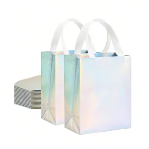 Rainbow Sequin Gift Bags, Reusable Holographic Party Favor Pouches, Perfect for Birthdays Weddings Holidays, Set of 1/5/10 Pieces