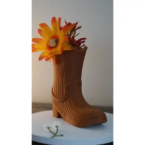 Vase Cowboy Boot Western Decor Planter
