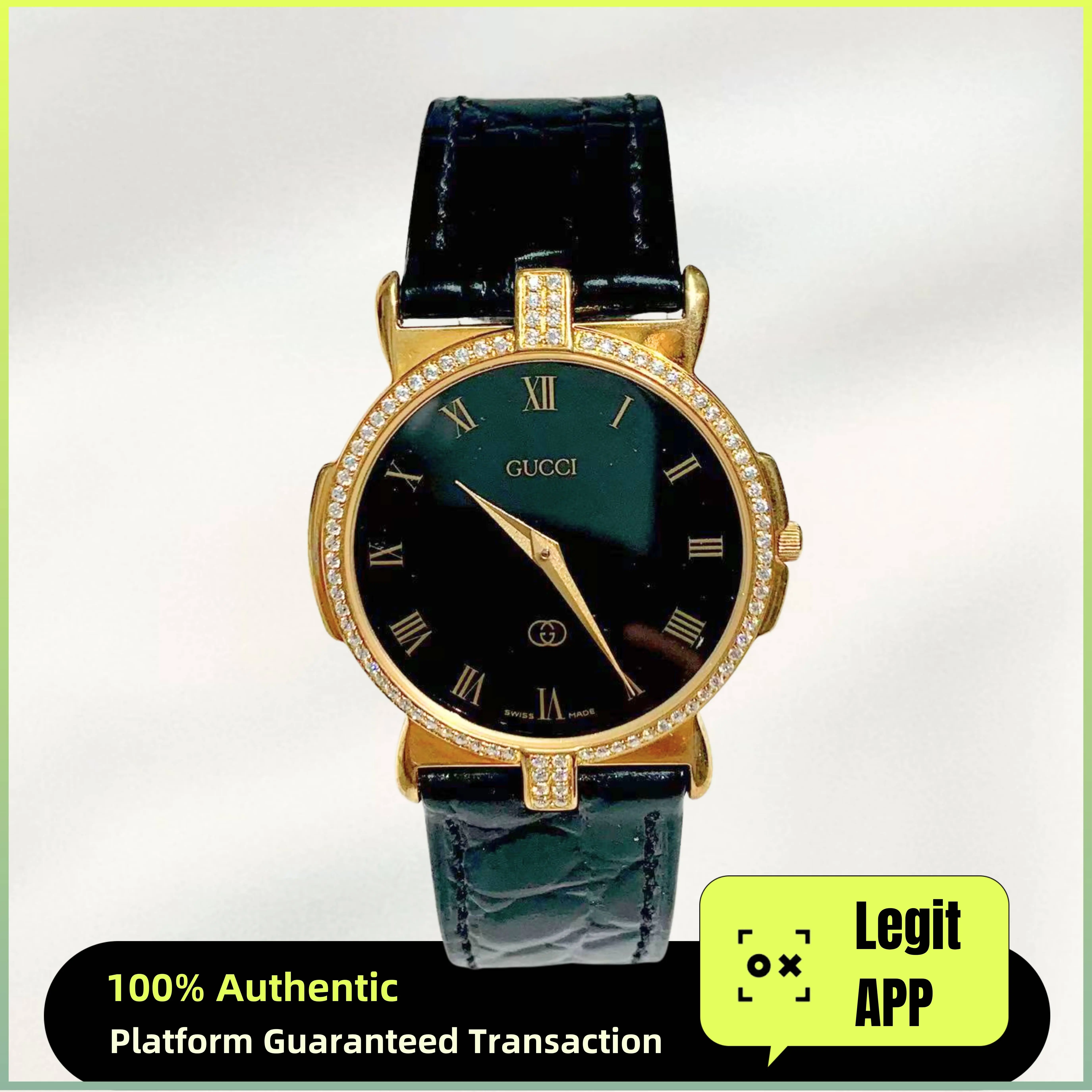 Gucci Vintage 30mm Gold Tone Black Dial - Custom Diamond Bezel & Lugs Quartz Watch 21122806