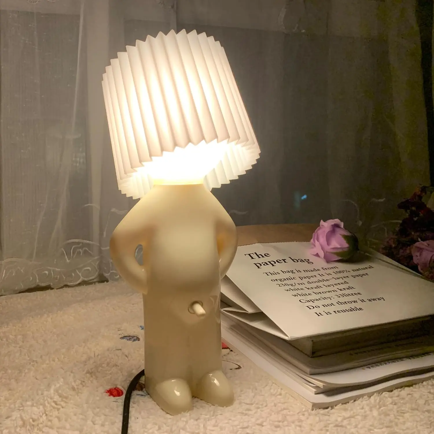 Chunting Funny White LED Table Lamp - AC Power Indoor Lighting Decor, 2-Mode Bedroom Night Light, Creative Gag White Elephant Gift for Home Improvement (Includes All LED Lights Features)