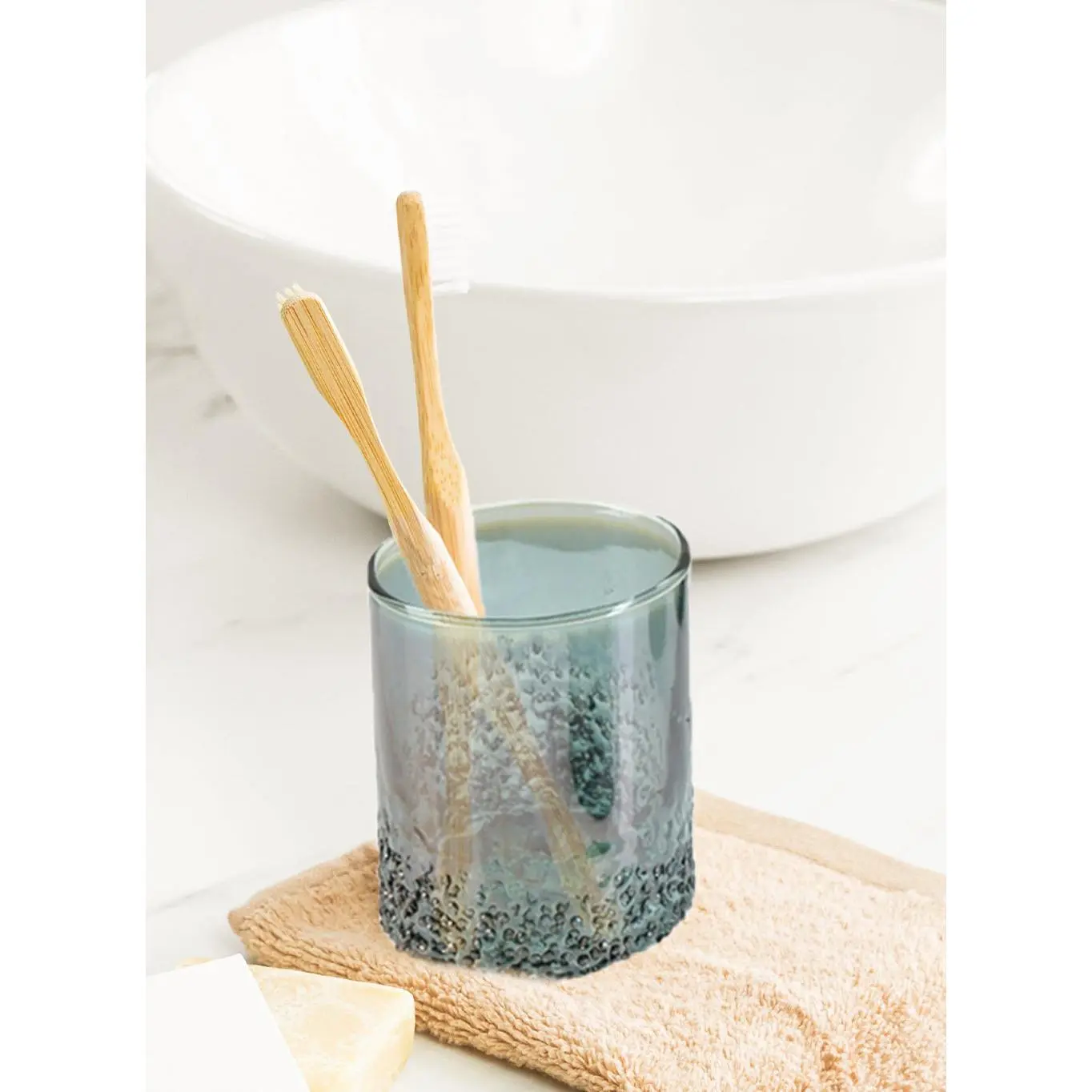 Textured Grey Glass Cylinder Vase Collection