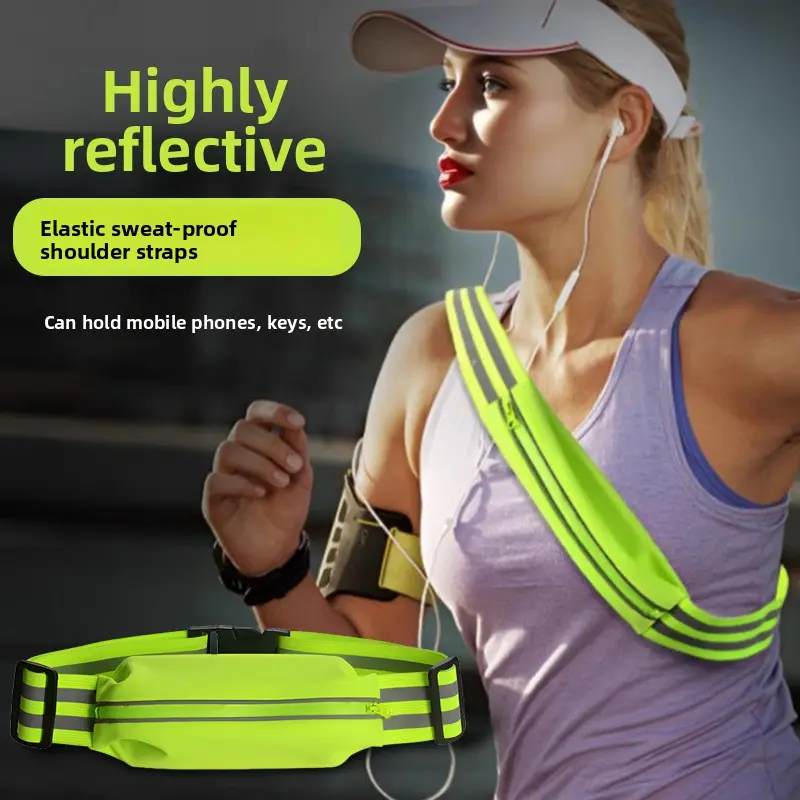 Reflective Safety Belt for Adults & Teens, Unisex Slim High-Visibility Elastic Gear with Adjustable Strap for Night Running and Hiking, Buckle, Portable, Lightweight