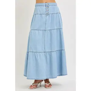 RISEN High Rise Ruffle Long Skirts