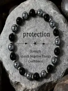 Protection Memory Healing Bracelet, Tourmaline & Hematite Beads, Unisex Crystal Jewelry, Daily Wear Grounding, Energy Shield Gift, Stackable Bracelets, Adjustable Bracelet