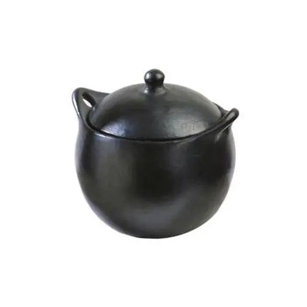 Authentic Chamba Soup & Bean Pot - Elegant, All-Natural Black Clay Pot with Cover for Slow, Even Cooking - Stovetop & Oven Safe - Handmade in Colombia