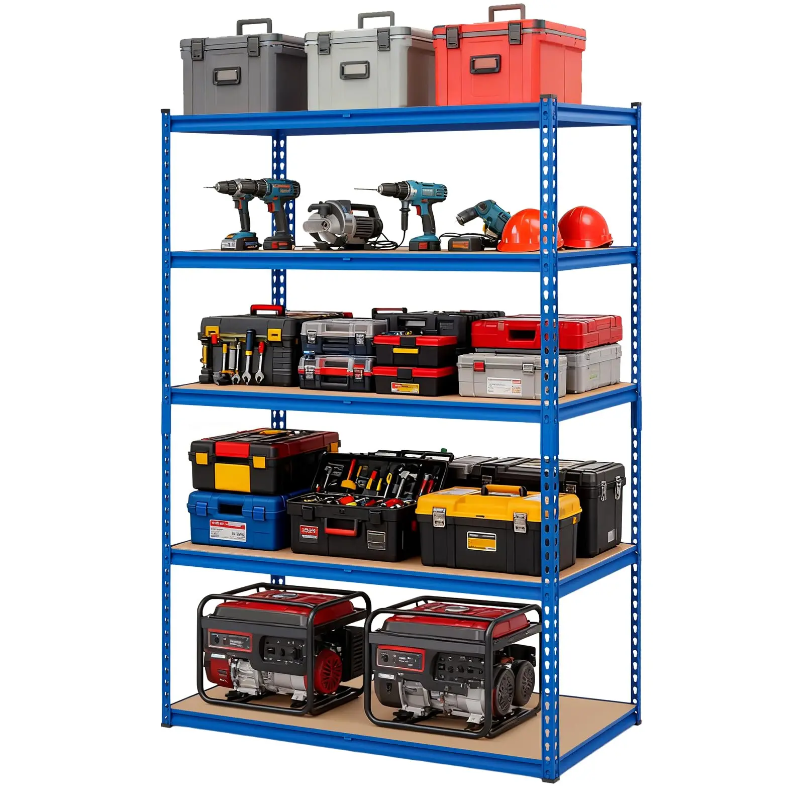 Heavy Duty 5-Tier Garage Storage Rack – Adjustable Metal Shelving Unit, 2500 lbs Capacity, 48"W x 18"D x 72"H, Boltless Steel Frame, MDF Boards – For Basement, Pantry, Laundry, Warehouse