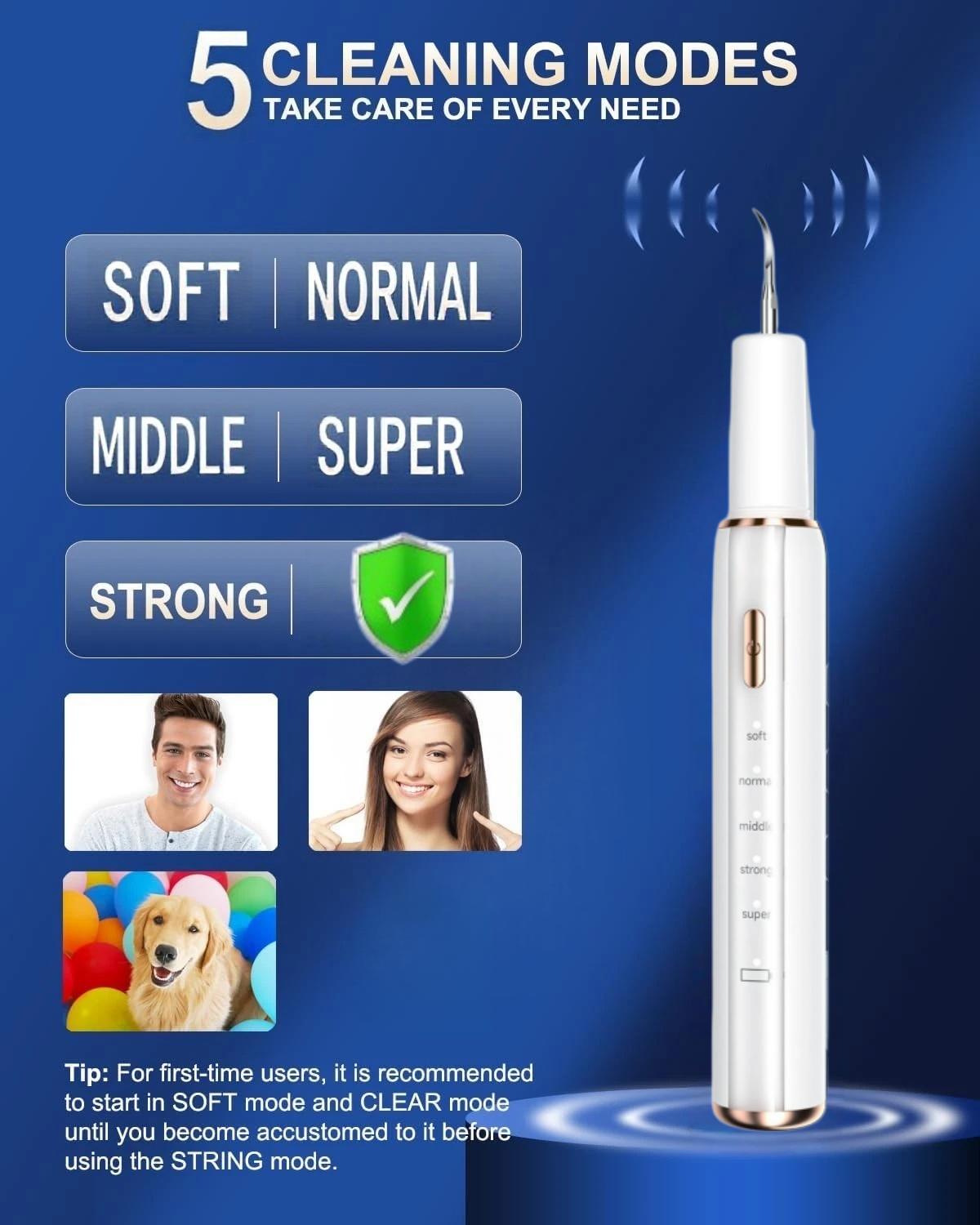 Dental Scaler with tartar removal function rechargeable 5-mode dental care kit includes dental cleaning tools suitable for adults and pets detachable and adjustable