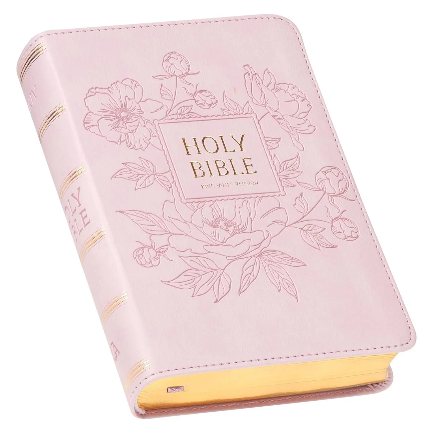 English Holy Bible, King James Version, Compact Large Print Imitation Leather Red Letter Edition with Ribbon Marker, Blush Pink - Blending of Style and Functionality, Elegance, Easy to Maintain