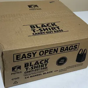 1000 Case Black T Shirt Bags 11.5x6.5x21.5