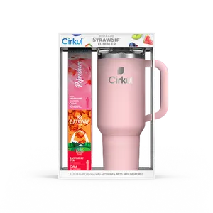 Cirkul 40oz Blush Pink All-Day StrawSip™ Tumbler Starter Kit, 2 Flavor Cartridges (1 Frosted Pink Refresher, 1 Gateway Raspberry Tea)  Zero Calories and No Sugar Bottle Flasks
