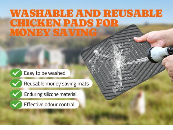 Pawtners Chicken Nesting Box Pads, 6-Pack Value Washable Reusable Silicone Mat Liners (12x12in) for Chicken Coop Hens, Egg Protection, Reduces Cracking Poultry Bedding Mats