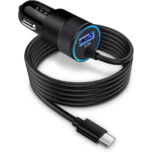 Type C Fast Car Charger for Samsung Galaxy ,iPhone 16, 3.4A Fast Charging Android Phone Car Charger Adapter 3FT USB C Cable