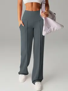 Women's Wide Leg Sport Pants, Loose Fit Quick-Dry Yoga Training Pants, Casual Outdoor Running Workout Clothes, All Seasons, Sports Bottoms