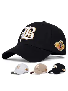 Unisex Flb Side Bee Baseball Cap, Adjustable Outdoor Sun Protection Hat, Casual Fitted Design for Spring & Fall Travel