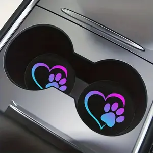 Car Coasters, Cartoon Cat Pattern Waterproof Car Cup Mat, Car Interior Decoration Accessories, Car Trinkets