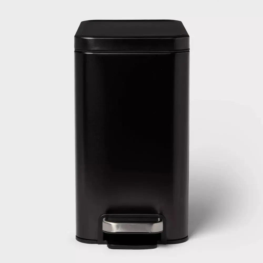 10L Stainless Slim Step Trash Can Black