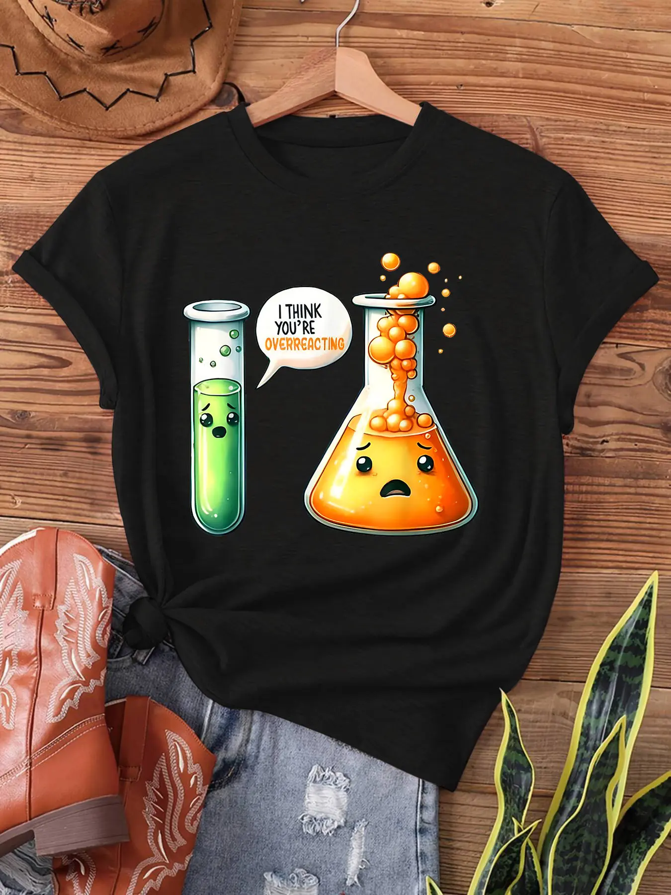 Science Chemistry Print T-shirt, Short Sleeve Crew unisex soft cotton short sleeve t shirt, vintage graphic casual tee for men women teens, perfect birthday holiday gift for camping travel gym daily street casual wear