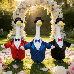 Spring Summer Gentleman Suit Costume Set, Fits 23 Inch Indoor Outdoor Duck Statues, Wedding Holiday Party, Fun Design Statue Dressing