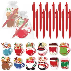 24 Sets Christmas Sticky Notes with Pens, Christmas Coffee Cup Notepads Winter Memo Pad Bulk Gifts for Coworkers Holiday Decoration Party Favors Office  Supplies