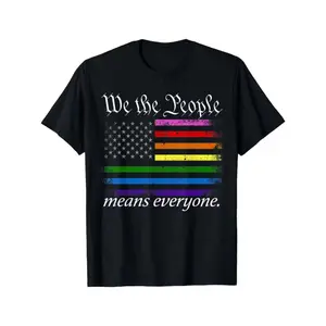 USA LGBT Equality Print Short-Sleeve Round Neck Unisex Streetwear T-Shirt - Iconic "We Are the People" Slogan, Casual Inclusive Alliance Apparel, All-Season Menswear Top