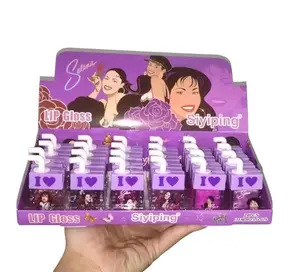 Selena Q Lip Glosses Mini - Random Color Change Shades Glossy Lipstick with Vibrant Purple Glitter & Iconic Imagery for Makeup