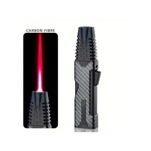 Outdoor Windproof Butane Gas Lighter, 1300° Melting Point, Powerful Red Flame Torch Jet Lighter, Metal Material 360° Use Welding Torch, Flame Adjustment, Lock Flame, Gift Box Packaging, Suitable For BBQ Welding Kitchen, Men's Gift (No Butane Gas)