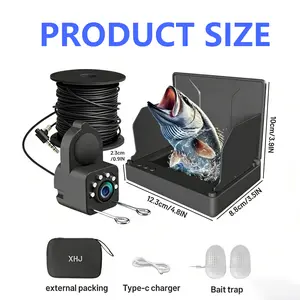 Underwater Fishing Camera with Infrared Night Vision Light Portable Fish Finder 5 Inch 100% No Blind Spots IPS HD Display, 1000 CD Sunlight Readable, 4000mAh Battery for Ice Lake Boat Kayak Ocean Fishing
