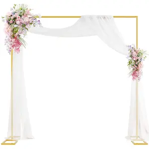 6.5FT Gold Square Wedding Arch Backdrop Stand, Metal Balloon Arch Frame for Party Decor
