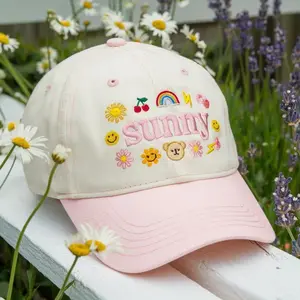 Embroidered Cute Charm With Custom Name or Text Baseball Hat, Girly Girls Birthday Party Favors Hat, Matching Friends Hat, Little Girl Gifts