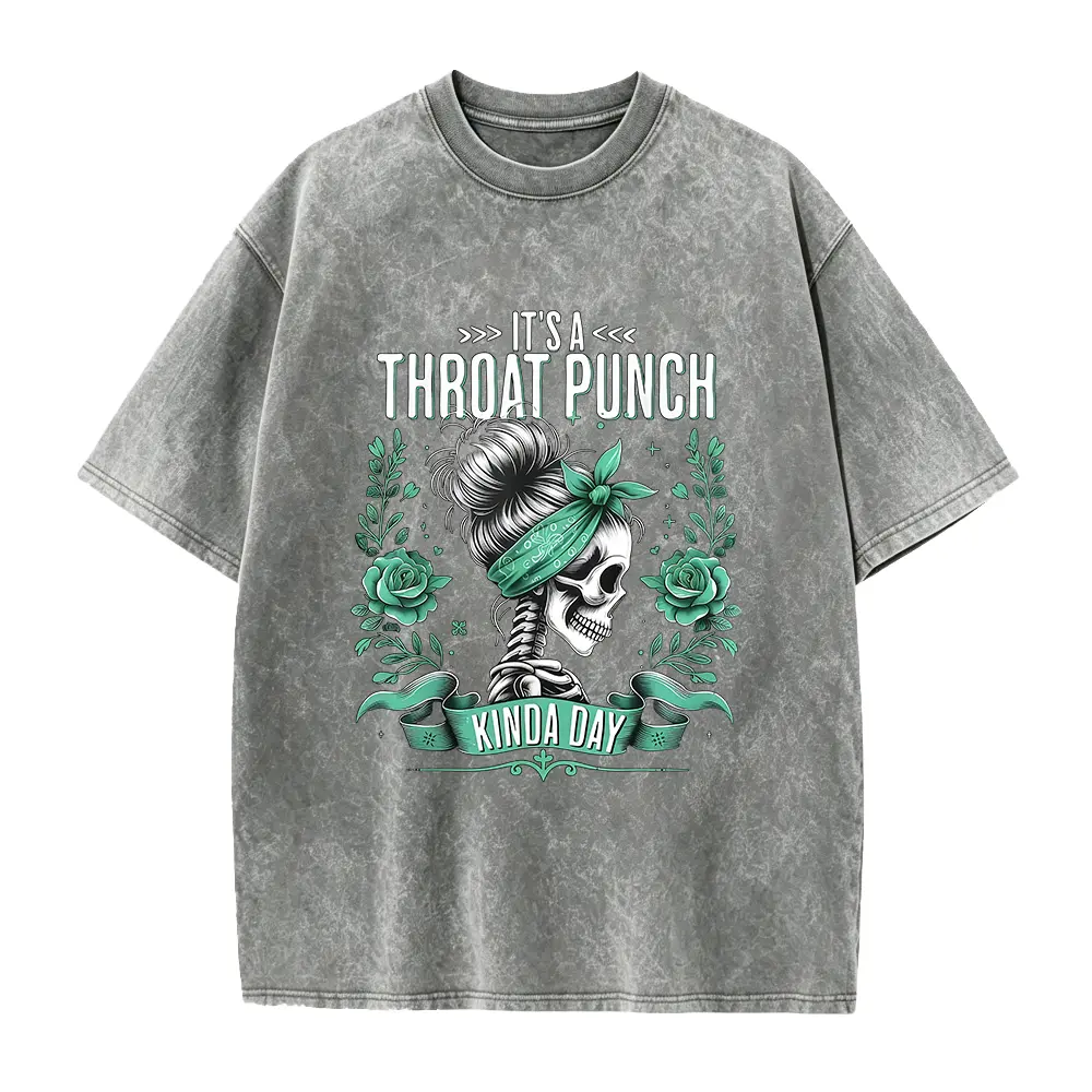 It's a Throat Punch Kinda Day Funny Skeleton Sarcastic Shirt