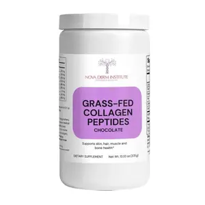 Nova Derm Institute Grass-Fed Collagen Peptides Beauty Vitamin Supplement Powder Healthcare Dietary Edible Fitness Protein with Hydrolyzed Collagen Gluten-Free Chocolate Flavor 13.33 oz
