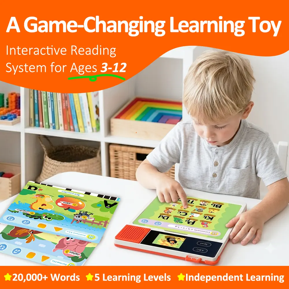 Dooloo Phonics Learning Toy for Kids Ages 3-12, Interactive Talking Toy with Learning Cards, Letter Sounds and Preschool Reading Practice