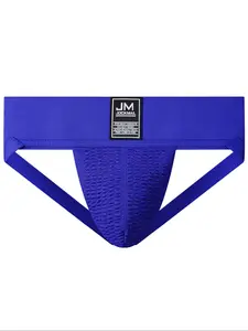 LGBTQ+ Men's Letter Patched Sexy Thong, Breathable Comfortable Wide Waistband Brief, Fashion Men's Underwear Soft Stylish Brief for All Seasons