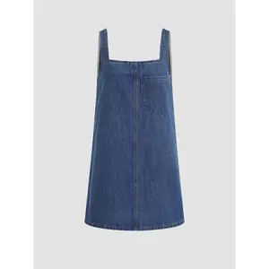 Cider [size 0-10] Denim Solid Pocket Oversized Mini Dress