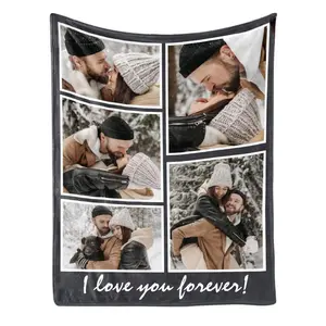 Custom Photo Blanket for Couples Gifts, Personalized Couples Blankets with Picture for Girlfriend Gifts, I Love You Gift