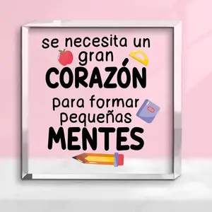 School Themed Acrylic Desk Decor, 1 Count Colorful School Icons & Inspirational Quote Ornament, Durable Contemporary Office Decoration for Educators