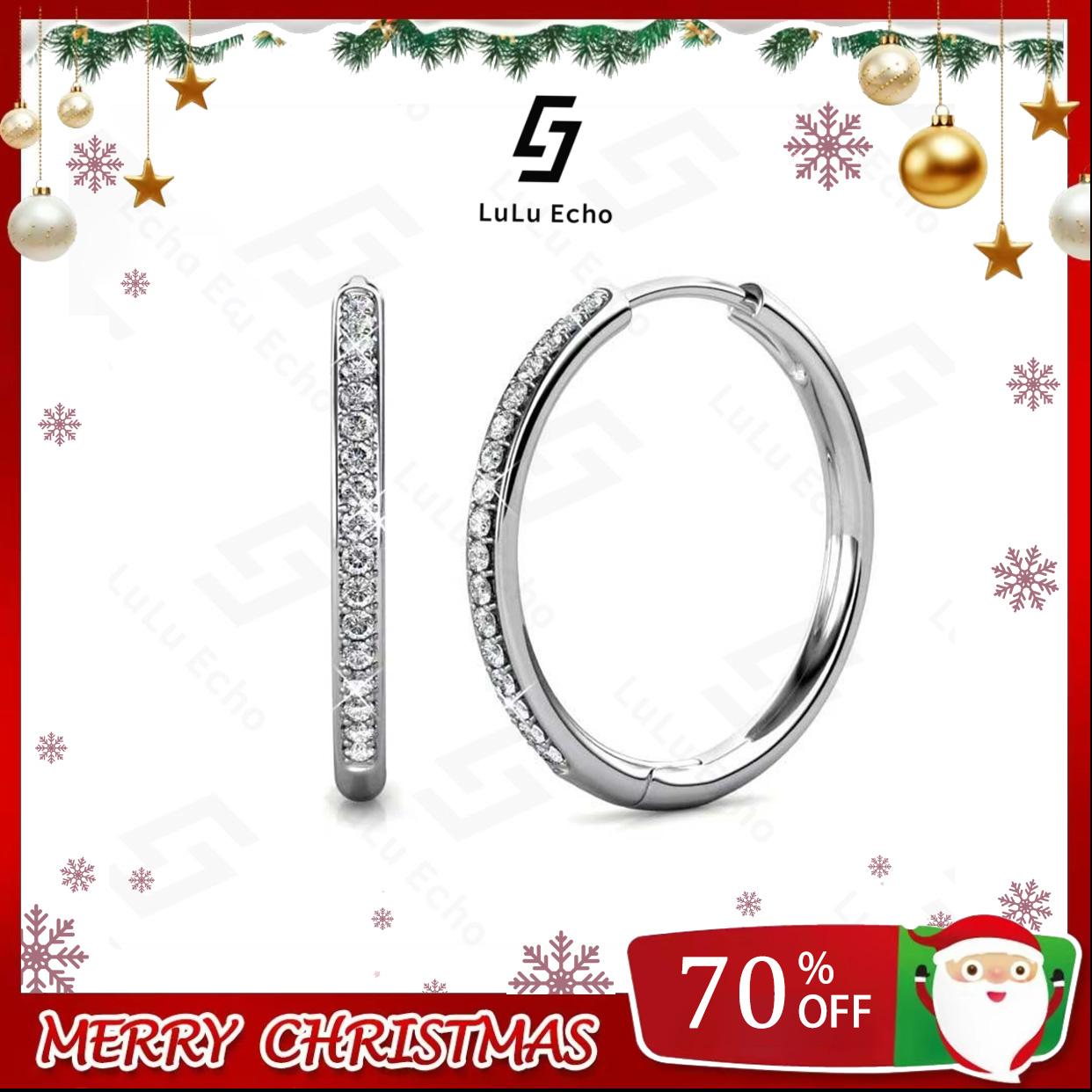 USA Bianca 14k Gold Plated on Brass Hoop Earrings with 5A+ Cubic zirconia, 30mm and 20mm Diameter, Hypoallergenic Lead & Nickel Free