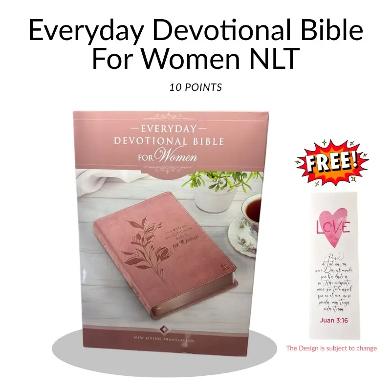 Women's NLT Everyday Devotional Bible - Pink Leather-Like Cover, 10-Point Font